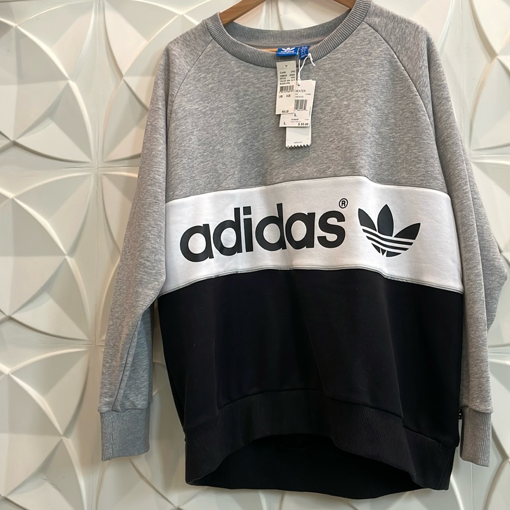 Adidas originals city sweater crew neck fleece. NWT size L